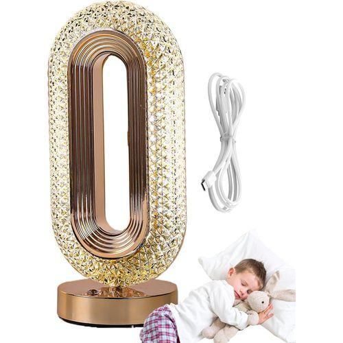 Lampe de Table Rechargeable en Cristal USB Sans Fil avec Abat-jour Élégant