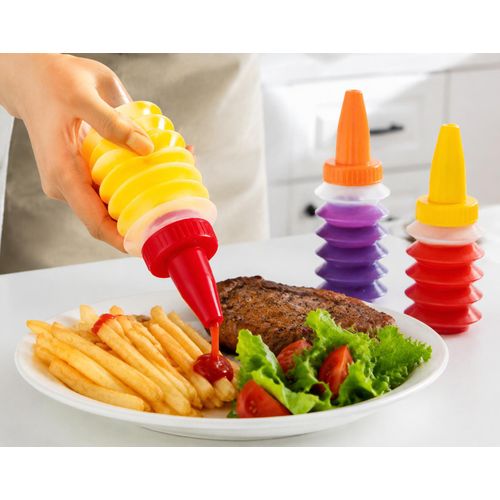 Bouteilles Souples à Sauce – Lot de 3 Distributeurs Réutilisables pour Ketchup, Mayonnaise et Condiments