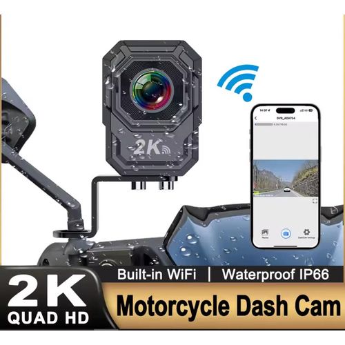 Caméra de moto 2K QHD avec WiFi intégré Enregistreur de sécurité professionnel pour la conduite, grand angle, étanche IP66, résistant aux chocs
