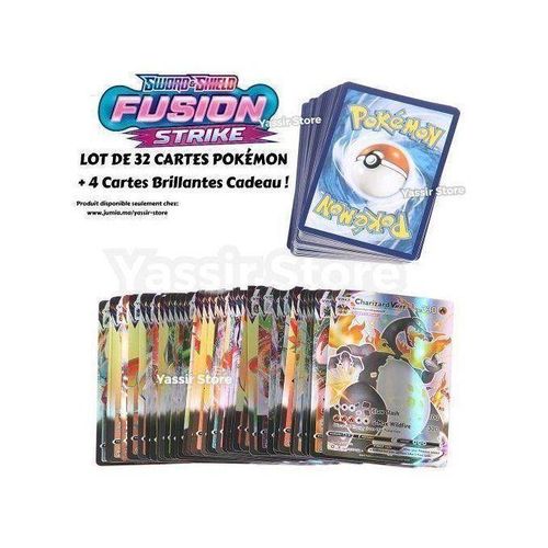 42 Cartes Pokémon FUSION STRIKE sans Doubles + 10 Cartes Brillantes Cadeau