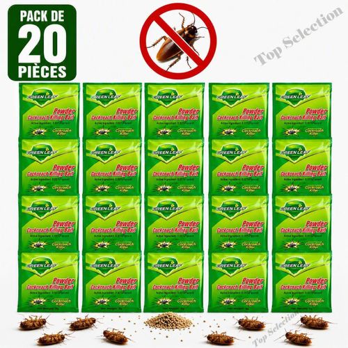 GREEN LEAF Poudre Anti-Cafards 5 g – Pack de 20 Sachets – Appât Très Efficace à Base de Fipronil
