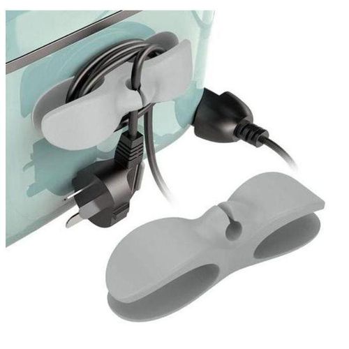 Lot de 2 Organisateurs de Câbles Améliorés – Enrouleurs de Cordons Autocollants avec Clips en Silicone Adhésif