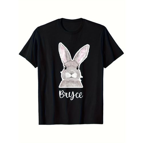 T-shirt graphique Lapin Bryce pour hommes - T-shirt décontracté à manches courtes et col rond doux, tenue de costume de lapin de Pâques lavable en machine, parfait pour les fêtes de Pâques et les événements sur le thème du lapin - Un excellent cadeau de