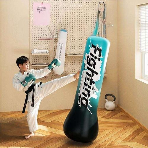 Sac de Frappe Gonflable Pro Fighting Spirit - 140cm Autoportant - Équipement de Karaté, Taekwondo et Boxe pour Enfants - PVC Ultra-Résistant Anti-Fuite avec Pompe