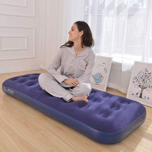 Lit gonflable 1 place ultra-confort avec flocage doux, pour le camping et l’usage domestique