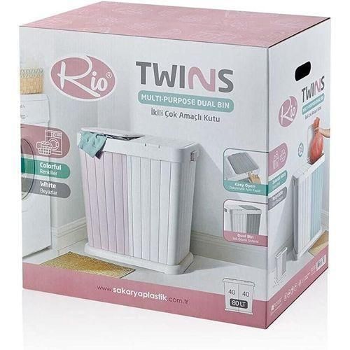 Poubelle Double Compartiment 80L (2x40L) – Bac Tri Sélectif Cuisine, Bureau, Salle de Bain – Système Ouverture Facile avec Couvercle – Organisateur Déchets Recyclage Maison – Grande Capacité, Pratique, Hygiénique et Design Moderne