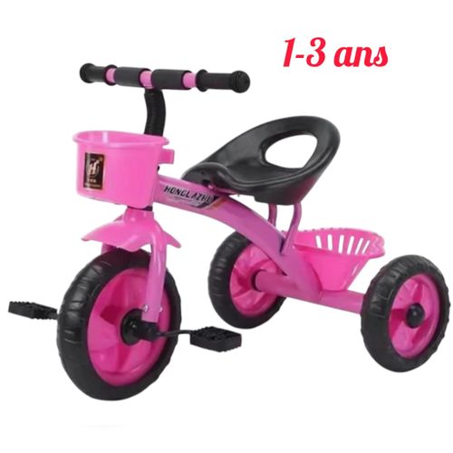 Tricycle Enfant 3 Roues avec Panier – Rose 1 à 3 ans