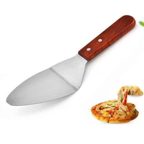 Pelle à pizza ou à tarte - Spatule en métal d'acier inoxydable manche en bois - Grattoir durable