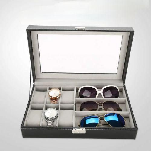 Partagez ce produit Boîte de rangement élégante pour montres et lunettes – 30×21×8 cm