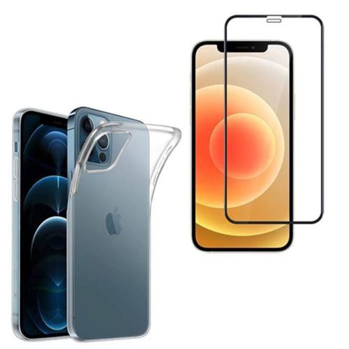 Pack Protection 360°: Coque Transparent iPhone 12 Pro 6.1"+ Film Vitre Protection Ecran