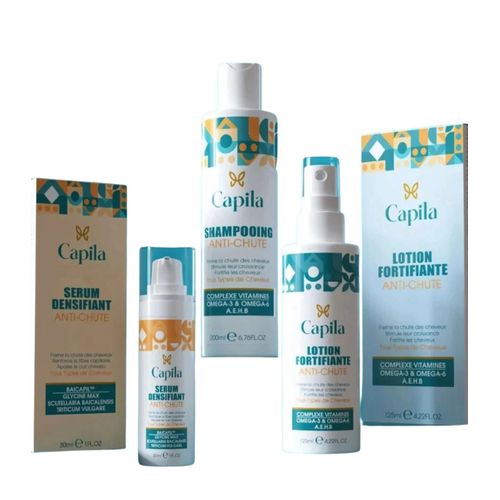 CAPILA- Shampoing 200ml+ Lotion 125ml+ Sérum 30ml Pack Anti-Chute
