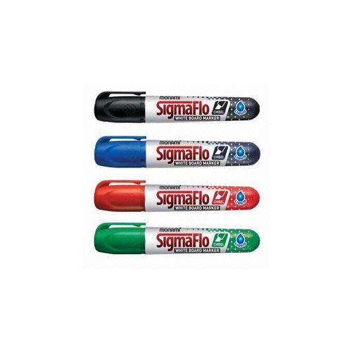 4 Marqueurs Sigmaflo pour tableau blanc, 1 bleu, 1 noir, 1 rouge, 1 vert