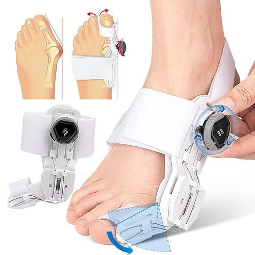 Correcteur d'Hallux Valgus Réglable avec Charnière 180° – Orthèse Correctrice pour Oignon du Pied – Attelle de Redressement du Gros Orteil – Support Orthopédique Confortable Jour & Nuit – Taille Universelle Ajustable