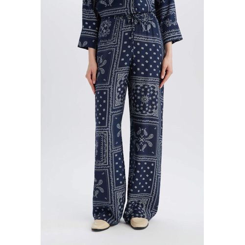 Pantalon large imprimé à taille haute