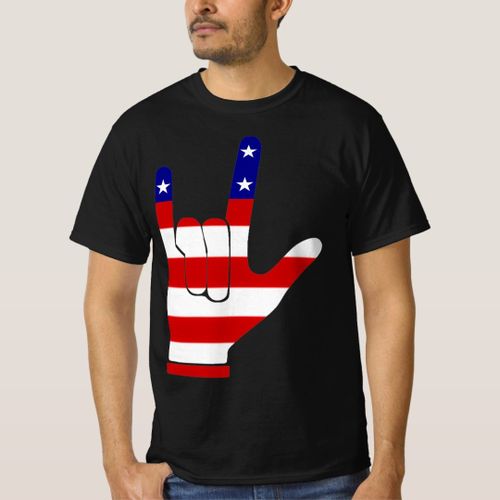 ASL American Sign Language I love you USA T-Shirt