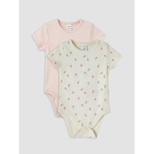 Body bébé fille à col rond imprimé avec boutons-pression, lot de 2