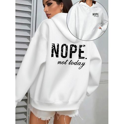 Pull décontracté et sportif pour femme avec imprimé NOPE, Not Today , sweat à capuche polyvalent et confortable à manches longues avec poche kangourou