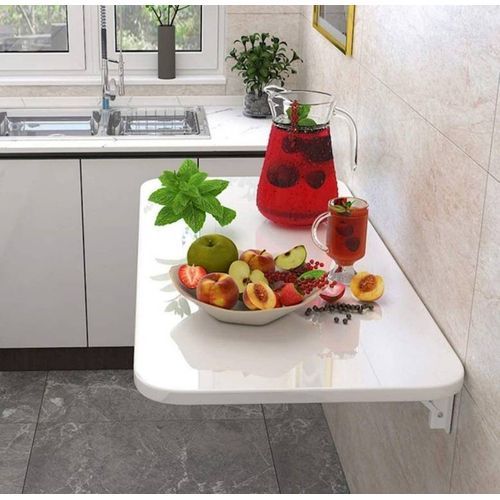 table murale Pliante moderne blanc brillant grand taille 80/40 cm