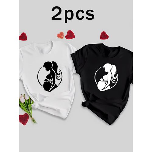 Ensemble de deux t-shirts unisexes à col rond avec des motifs artistiques créatifs, parfaits pour un look décontracté et tendance. Fabriqués dans un tissu lavable en machine, ces t-shirts faciles à porter sont un excellent cadeau pour lui pour la Saint-