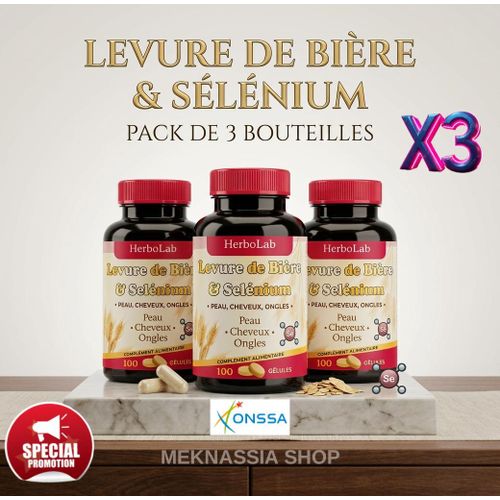 PACK 3 Bouteilles Comprimés de Levure de Bière & Sélénium, Pour prendre du poids et renforcer vos muscles - Pour prendre du poids et renforcer vos muscles, Poids, source de protéines et vitamines du complexe Énergie MAX - Puissance MAX