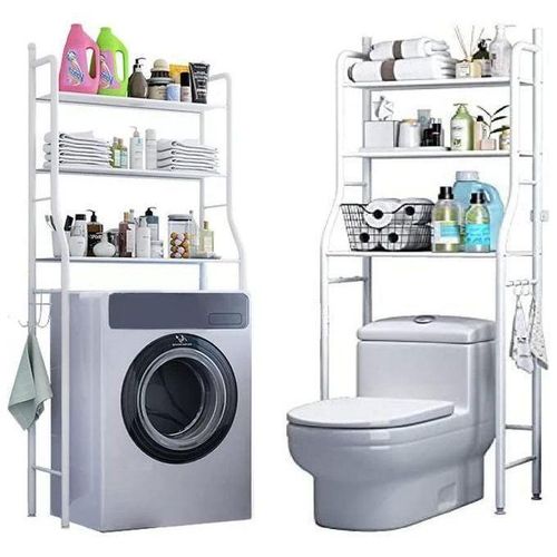 Meuble de Rangement 3 Niveaux au-dessus des Toilettes et Lave-Linge, Étagère Gain de Place pour WC et Salle de Bain