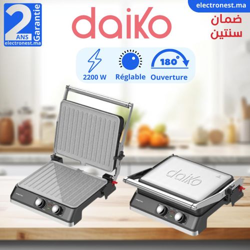 Grill panini antiadhésif en GRANITE - 2200W - Ouverture à 105° et 180°