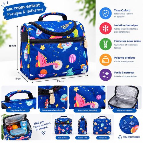 Lunch Box Isotherme Enfant Astronaute Sac de Transport pour Déjeuner