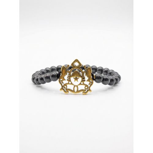 سوار خرز أسود مع شعار مغربي أنيق يجمع بين الأناقة والروح المغربية