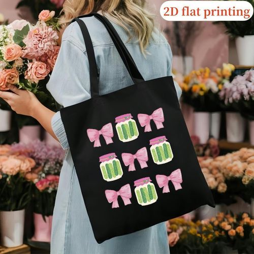 Grand Sac Fourre-Tout Femme - Sac à Bandoulière Ouvert en Polyester Durable pour Femmes, Étudiantes et Professionnelles - Idée Cadeau Parfaite, Design Ludique 2D Plat, Pratique pour le Travail ou les Voyages