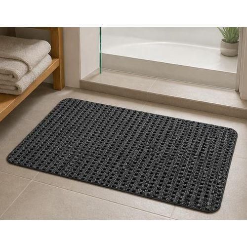 Tapis de porte gris, 38 x 58 cm, polyester recyclé, motif à carreaux, anti-salissures, facile à nettoyer