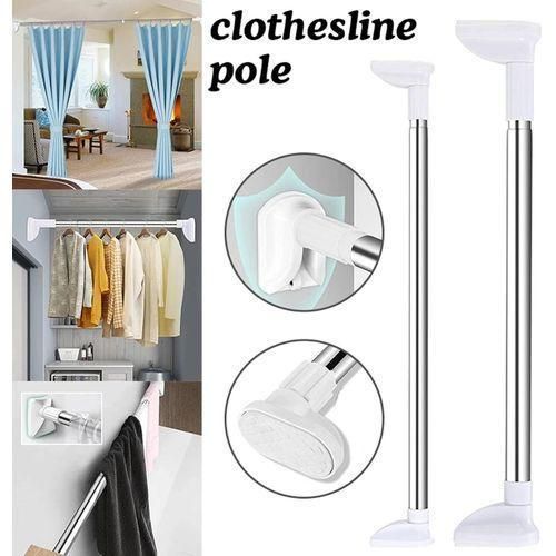 Barre de douche télescopique sans perçage, réglable et extensible de 125 cm à 250cm, tringle multifonction en acier inoxydable pour rideau, vêtements et rangement, Taille Grande