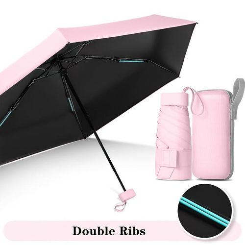 Mini Parapluie De Poche Rose Avec Boîte assortie Ultra-Léger Pliable Idéal Pour Les Voyages