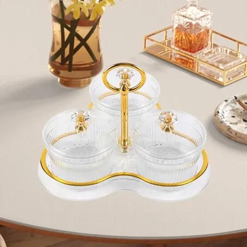 Plateau Transparent Compartimenté Pour Snacks Fruits Secs Et Apéritifs Maison