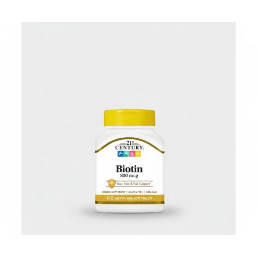 Biotine 800mcg pour Cheveux, Peau & Ongles – Vitamine B7 Complément Alimentaire pour la Croissance & Santé – 110 Comprimés
