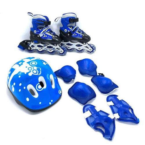 Ensemble de patins rollers extensible avec casque et protége