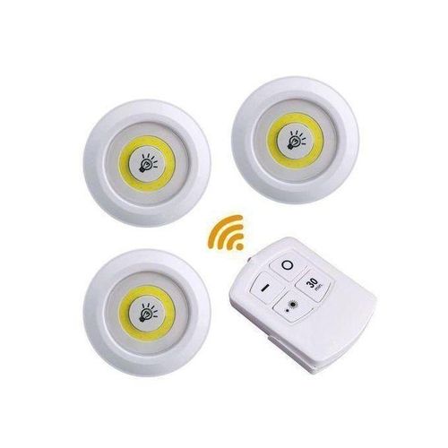Kit de 3 Spots Ampoules Lampes Light LED sans fil avec télécommande de contrôle Éclairage ajustable