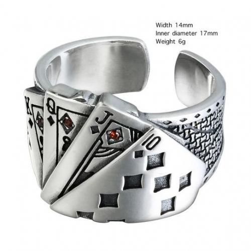 Bague POKER anneau Carte à Jouer casino AS de Pique Gravé Redimensionnable