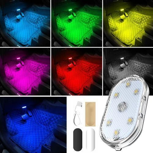 2 Mini lampe LED colorée à aspiration magnétique sans fil, rechargeable par USB, éclairage d'ambiance, pour voiture, toit, lecture, accessoires automobiles