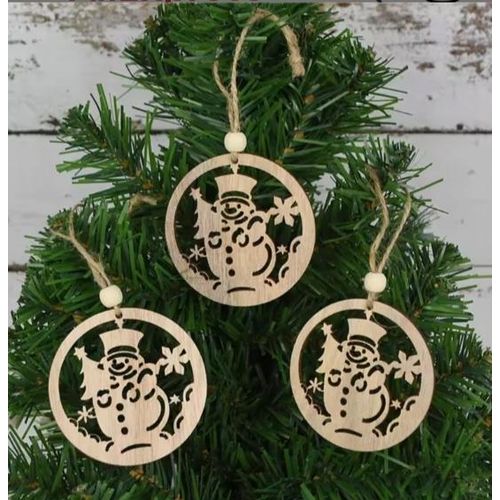 10 Pcs decorations Arbre de Noël en Bois, Nouvel An Décoration de Sapin de Noël Pendentif