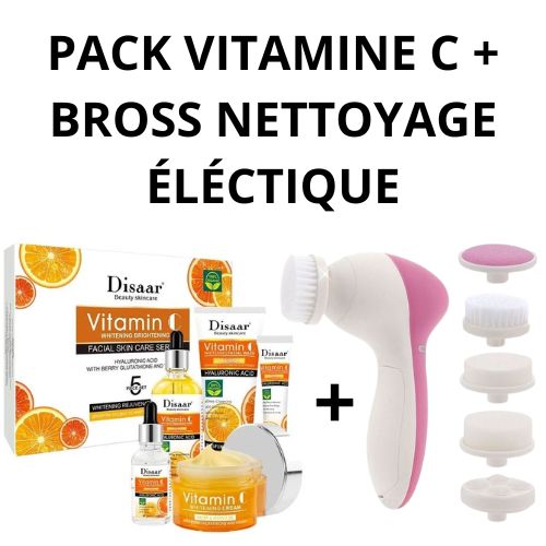 pack soin de visage a la vitamine c 30ml + bross nettoyage éléctique