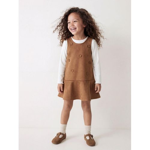 Robe chasuble en fausse suédine et T-shirt à manches longues pour filles