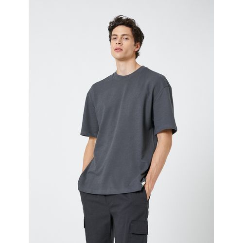 T-shirt basique oversize à col rond et manches courtes - Anthracite