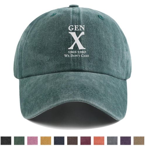 1 pièce Casquette de baseball imprimée GEN X 1965-1980 We Don't Care, Casquette bec de canard tendance et unique, Chapeau unisexe à la mode, Taille réglable, Casquette style hip-hop streetwear, Chapeau décontracté de style vintage, Convient pour les s