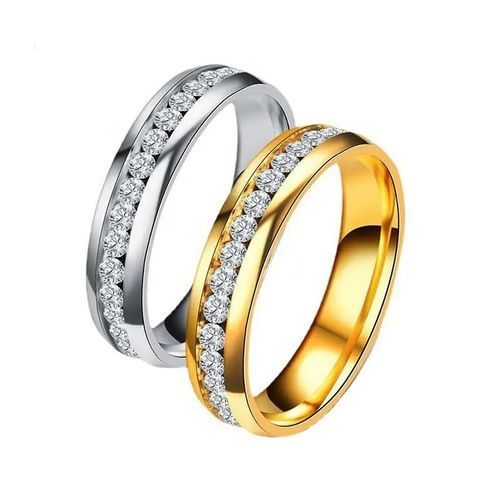 2 Pièces Bagues de Fiançailles, Mariage Amoureux En Acier Inoxydable Pour Femmes