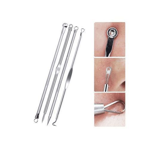 4Pcs Pince Point Noir Acné Professionnel en Acier Inoxydable