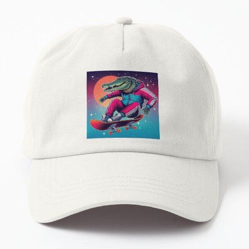 crocodile mignon faisant du skateboard casquette blanc unique