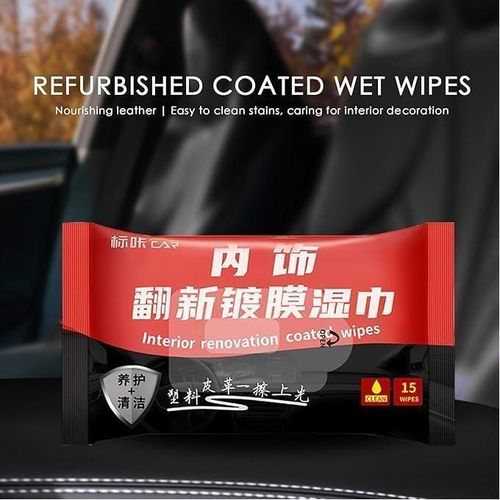 Pack de 15 Lingettes d'Entretien Auto, Nettoyage Facile et Rapide des Surfaces Intérieures