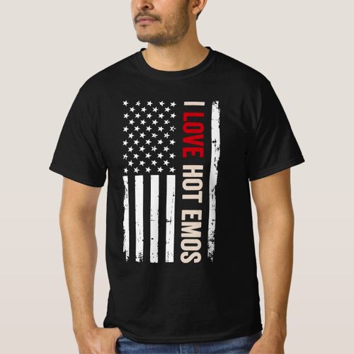 I Love Hot Emos American USA Flag T-Shirt unique design - t shirt tres bon qualite