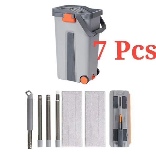 Balai Serpillire avec Seau Essoreur 7 Microfibres Kit Nettoyage Complet Rotation 360 Essorage Facile Tous Sols