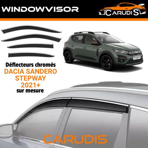Déflecteurs d'air noirs chromés pour Dacia Sandero Stepway III sur mesure (4 pièces) - Installation adhésive 3M